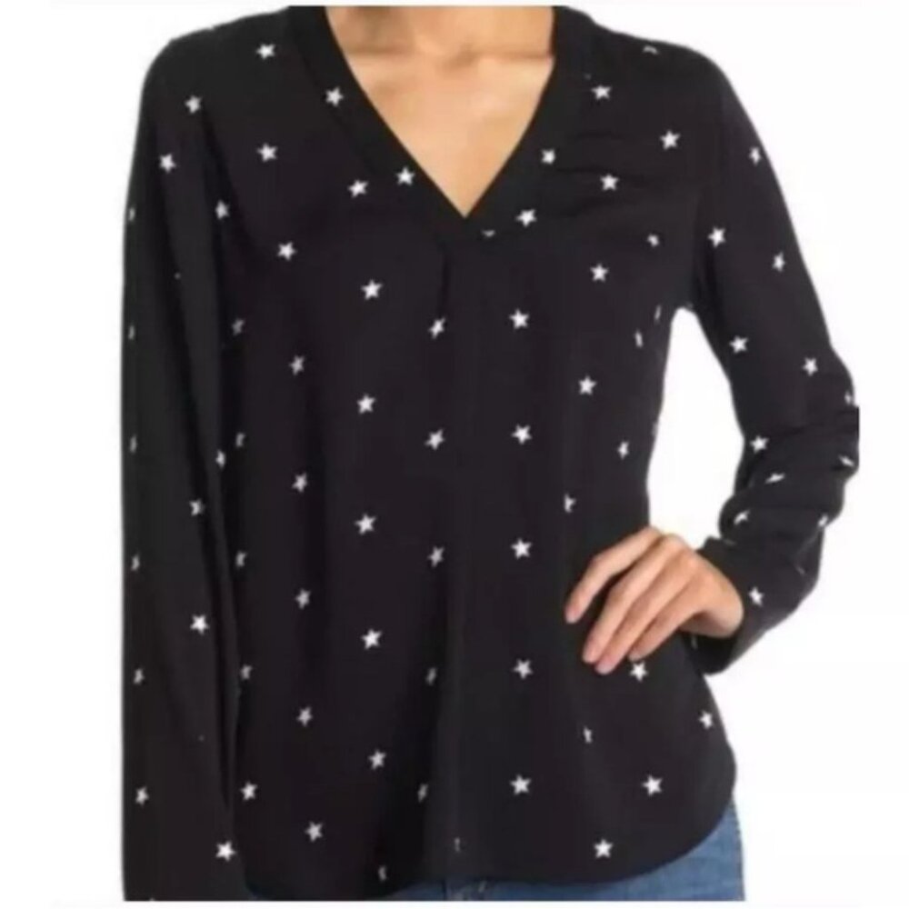 J. Crew Black White Star Print Long‎ Sleeve Too